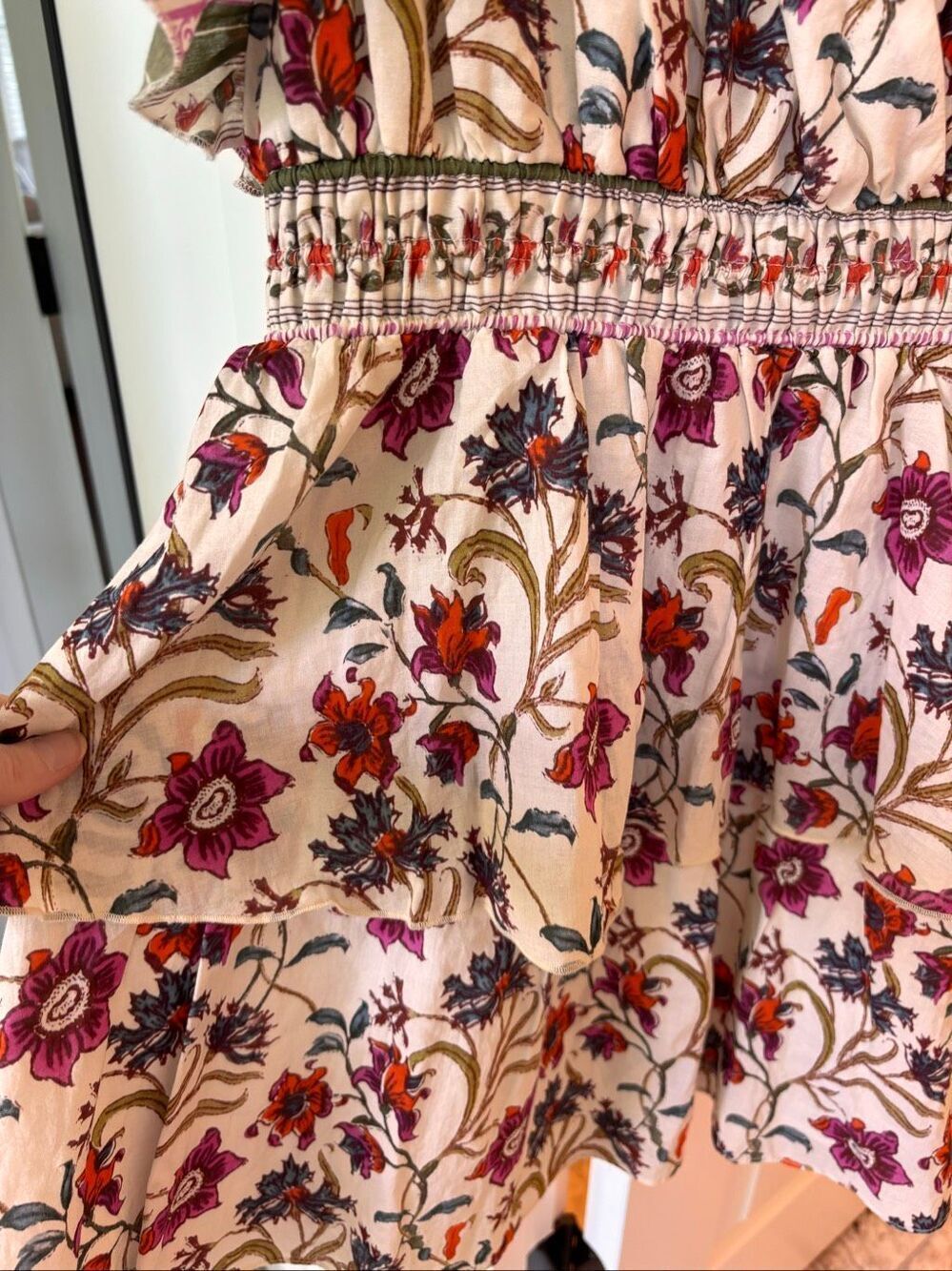 NWOT Celina Moon Tuckernuck Floral Ruffle Sleeve Smocked Mini Dress | Boho Cotta - Picture 5 of 9